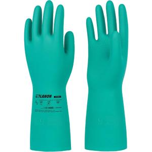 LANON 3 Pairs Nitrile Chemical Resistant Gloves, Reusable Heavy-Duty Rubber Gloves, Acid, Alkali & Oil Protection, Non-Slip, XL