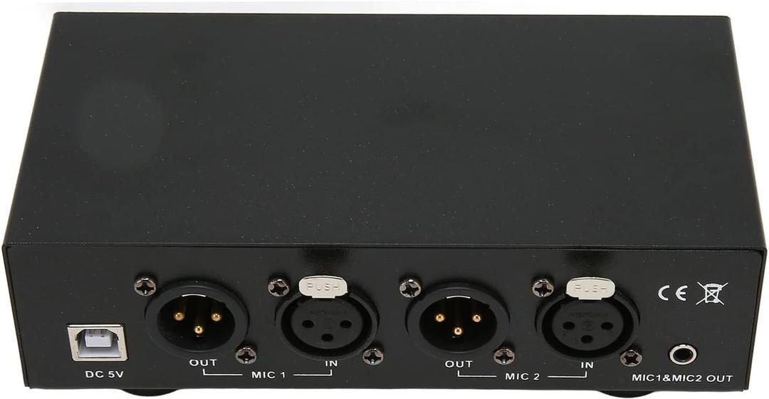 48V Phantom Power Supply, Microphone Phantom Power Supply with 2 XLR Cables, Support Dual Microphones, 48 V Phantom Power for Music Recording Equipment