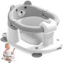 Baby Bath Seat for Babies 6 Months & up, Non-Slip Toddler Bath Seats for Babies Sitting Up, Safe Infant & Newborn Bathtub Chair with 4 Suction Cups & Soft Cushion for Shower,Gray