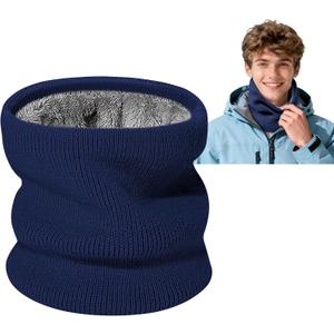 Winter Neck Warmer Gaiter: Windproof Thick Fleece Lined Warm Neck Scarf for Skiing Cycling Snowboarding for Men Women (One Size, Navy)