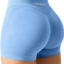 YEOREO Scrunch Butt Workout Shorts Women 3.5" Seamless V Cross Waist Sport Gym Amplify Shorts (Small, Azure)