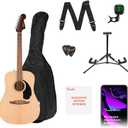 Fender California Debut Redondo Series Acoustic Guitar Pack, Beginner Guitar, Includes Gig Bag, Stand, and More, Natural