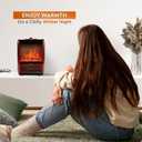Comfort Zone Electric Mini Fireplace Space Heater with Realistic 3D Flame, Stay-Cool Body, Carry Handle, Overheat Sensor, and Safety Tip-Over Switch, Ideal for Home, Bedroom, & Office, 1,200W, CZFP1