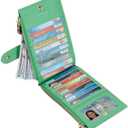 Travelambo RFID Wallet Women Large Size Bifold Multi Card Wallet Case with Zipper Pocke Credit Card Holder for Women
