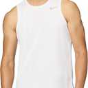 Nike Men's Miler Dri-FIT Running Tank (Large, White/Reflective Silver)