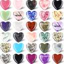 Nuenen 30 Pcs Heart Shape Crystals Bulk 1.2 Inch Gemstone Heart Worry Stone Love Rocks Quartz Wholesale Love Pocket Palm for Christmas Stress Relief Witchcraft Women Gift (Classic Color)