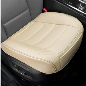 Car Seat Cover for Luxury & Comfort - PU Leather, Anti-Slip, Full Wrap Protection with Storage Pocket for Bottom Cushion - Universal Fit for 95% of Vehicles （Yellowish-White, Pack of 2)