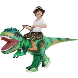 COMIN Inflatable Dinosaur Costume Kids Toddler Funny Blow Up Dino T Rex Costumes for Halloween Party Cosplay (green-55")