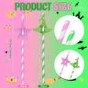 100 Pcs Pink and Green Disposable Straws for Princess and Wizard Witch Party Paper Straws Bulk Holiday BFF Enchanted Musical Birthday Themed Party Supplies