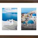 5x7 Double Picture Frame with Shatter-Resistant Glass - Fits Two 5x7 Photos or Use as One 11x14 Picture Frame - Signature Collection - Collage Frames for Wall Display - Walnut
