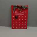 Christmas Countdown Calendar, Farmhouse Christmas Wreath Calendar, Vintage Advance Count Down to Christmas Sign, Xmas Wooden Hanging Decor for Wall Holiday (Red)