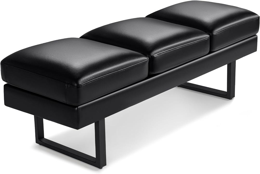 Zoy Living Waiting Room Chairs Faux Leather Office Guest Chair, 59.6 Inches Conference Room Chairs 3 Seats Upholstered Reception Bench, Lobby Furniture for Salon and Shop, Black Zoy Living Waiting Room Chairs Faux Leather Office Guest Chair, 59.6 Inches Conference Room Chairs 3 Seats Upholstered Reception Bench, Lobby Furniture for Salon and Shop, Black