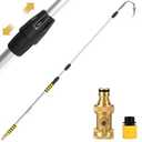 Gutter Cleaning Tools from The Ground, 20FT Reach Telescoping Gutter Cleaner Tool, Rain Gutters Cleaning Wand with 360° Metal Head, Gutters Cleaner Hose Attachment & Connection Adapter