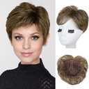 REECHO Hair Topper for Women - 100% Japanese Revolutionary Fiber Short Toupee Wiglet Topper Hairpiece for Women with Thinning Hair Loss Lightweight Large Base for Full Coverage - Medium Brown