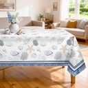 Coastal Seashell Tablecloth Waterproof, Summer Nautical Ocean Starfish Rectangle Table Cloth, Washable Table Cover for Kitchen Dining Party Decor (6084 Inch)