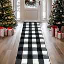 FONEYI Buffalo Plaid Rug 20 x 59 Inches, Non Slip Black and White Check Rugs Indoor or Outdoor Rugs for Layered Door Mats, Washable Fall Front Door Mat for Front Porch, Kitchen, Farmhouse, Entryway (1'8" x 4'11" (Runner))