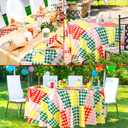 Ganeen 6 Pcs Gingham Checkered Tablecloth Camp Bachelorette Party Decorations Supplies 84 Inch Plastic Round Table Covers Gingham Checkered Tablecloth for Birthday Picnic Bridal Baby Shower Outdoor (Multi Color)