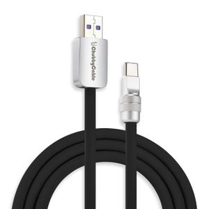 chubbycable Chubby 2.0 USB C 120W Fast Charging Cable Silicone Soft Durable USB C Cable Extra Thick Charger Cord Compatible with iPhone 17-15 Series iPad, Black, USB-A to Type-C, 19.6FT