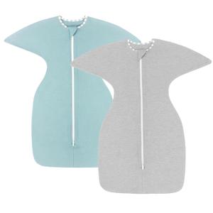 PuppyPaws Baby Sleep Sack 2-Pack Set, Transitional Swaddle, Sleep Sack 9-15 Months, Wearable Blanket Baby with 2-Way Zipper Summer, 95% Rayon derived from Bamboo, 5% Spandex (XL / 9-15 Months, Blue&grey)