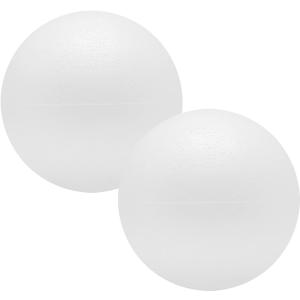 FFchuanhe 2 Pcs Craft Foam Balls 8 Inch, Polystyrene Smooth Round Balls, for Arts and Crafts Supplies School Project, Wedding, Holiday Party. White