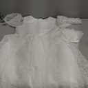 LalaMira First Communion Dress with Veil 3/4 Sleeve Flower Girl Dress Wedding Gown Floral Lace Baptism Christening Dance (10 Years, White)