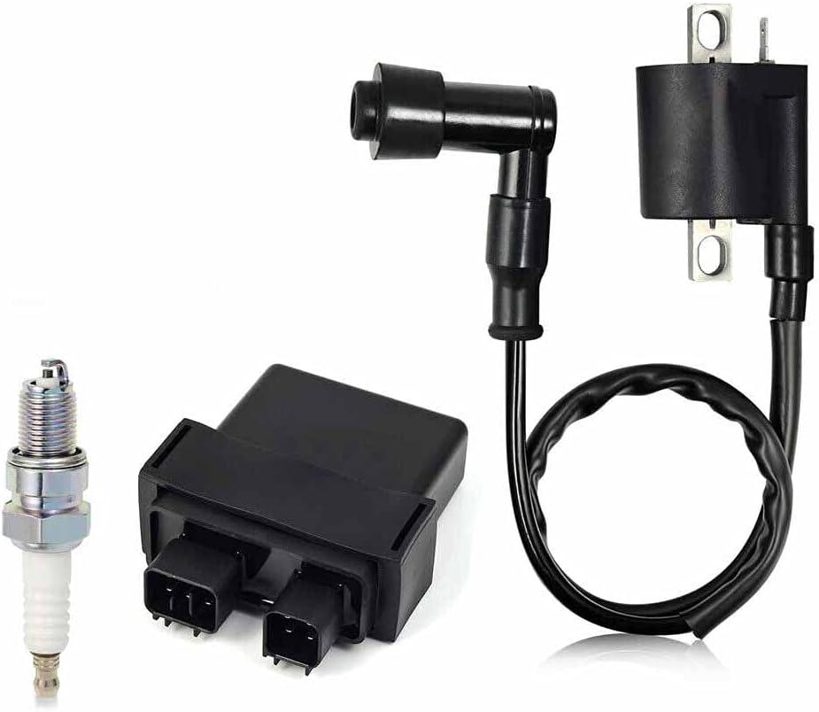 Ignition Coil, Ignition Coil & Spark Plug & CDI Box Set For Yamaha YFM50 50R Raptor 50 2004-2008/OEM:5YF-85540-00-00,3KJ-82310-10-00