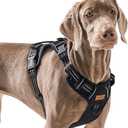 No Pull Dog Harness for Large Dogs, Golden Retriever, Labrador, German Shepherd etc, Easy to Put On and Take Off, Reflective, No Choke, Adjustable and Padded Pet Vest Harness, Black, L