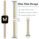 MioHHR Slim Metal Band Compatible with Apple Watch Band 42mm(Series 10) 41mm 40mm 38mm, Dressy Stainless Steel Chain Strap for Women iWatch Bands Series 9 8 7 6 5 4 3 2 1 SE, Silver/Gold