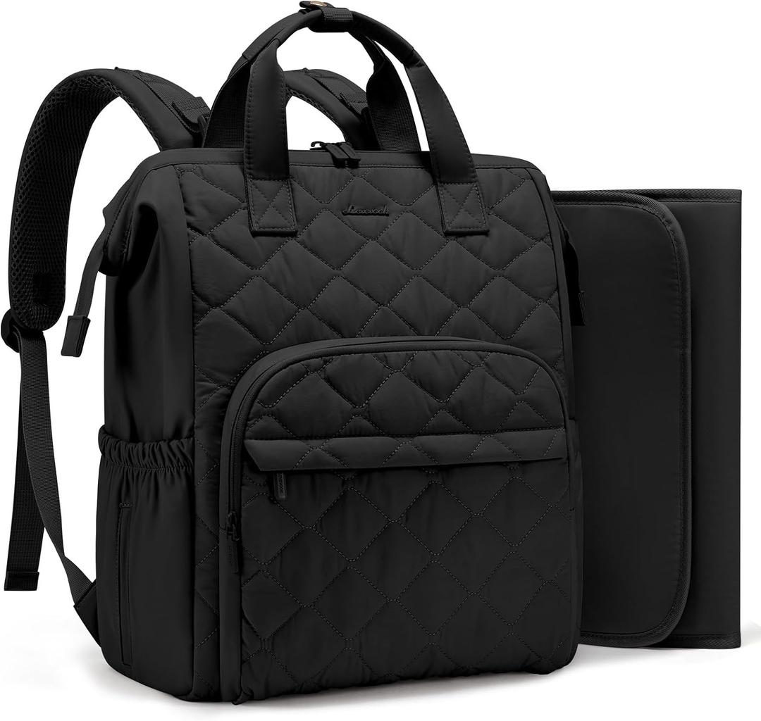 LOVEVOOK Small Diaper Bag Backpack, Mini Baby Bag for Girl Boy with Changing Pad, Diaper Backpack for Mom Dad with Stroller Buckles, Black