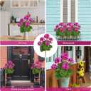 FOREST PRINCE 2 Pack 18" Artificial Geraniums for Outdoors, Red Geraniums Artificial Flowers Realistic Silk Flower for Home Garden Patio Wedding Table Centerpieces Indoor Decor, VioletRed