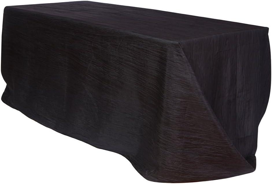 YOUR CHAIR COVERS - 90 x 156 inch Rectangular Crinkle Taffeta Tablecloth - Black, Rectangle Table Linens for 8 ft Rectangular Tables, Wedding Crushed Table Cloth (90"x156" (8Ft))