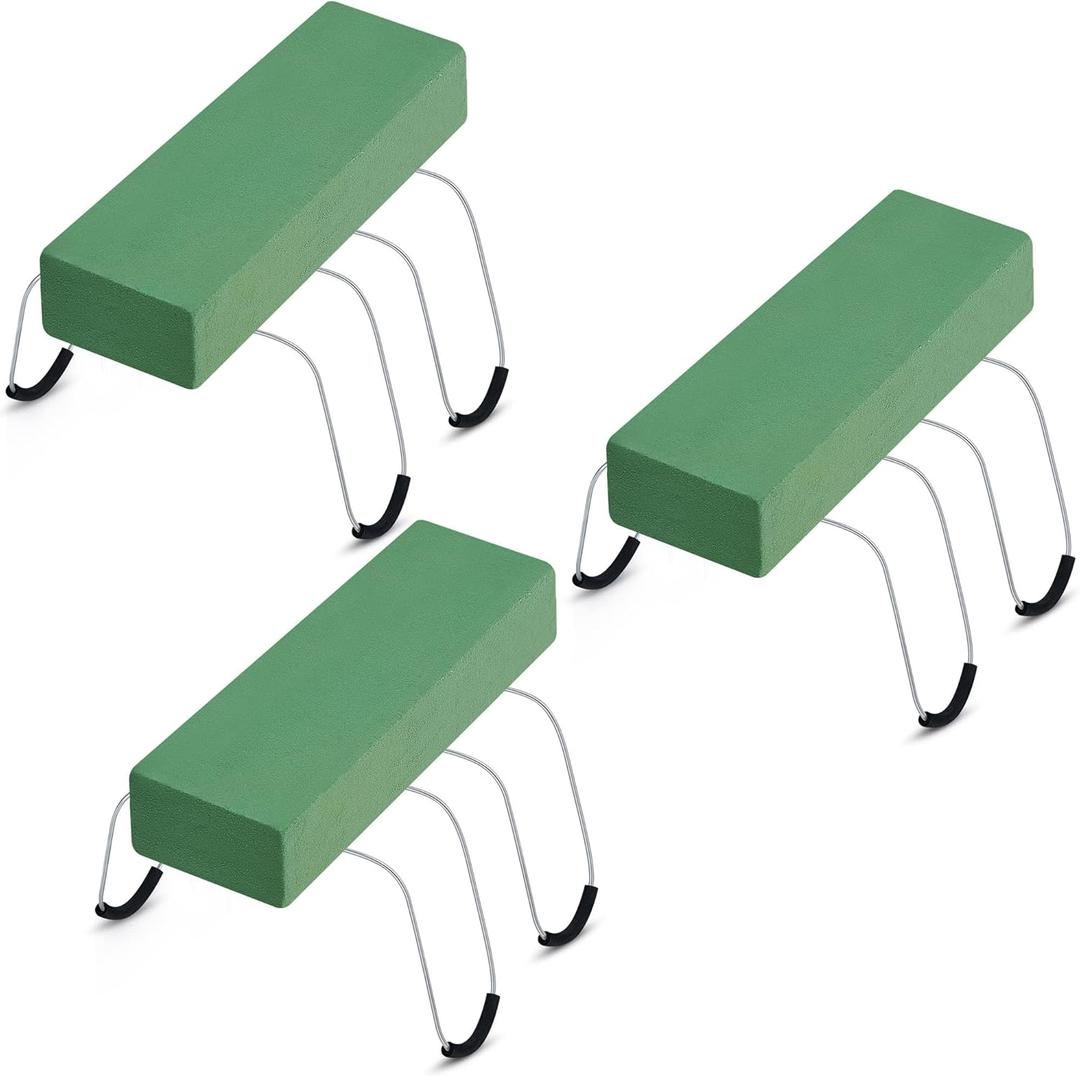 3 Pack Headstone Flower Saddle 12 Inch Headstones for Graves Saddles for Headstones Wire Rustproof Galvanized Tombstone Saddle with Floral Foam for Grave Headstone Cemetery Floral Arrangements Decor