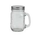 Mason Craft & More 8-Piece Glass Drinking Jars Tumblers Set with Handles Stainless Steel Lids, 16 oz.