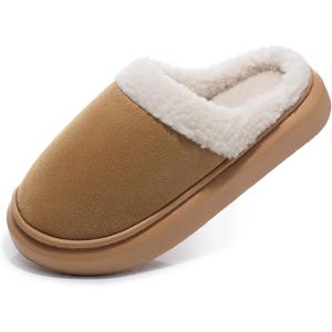 SHIBEVER Fuzzy Slippers Women Indoor: Memory Foam Warm House Shoes - Slip On Closed Toe Comfy Bedroom Slippers Women (7.5-8, 73-chestnut)