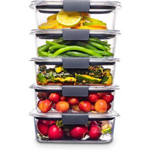Rubbermaid Brilliance Food Storage Containers BPA Free Airtight Lids Ideal for Lunch Meal Prep & Leftovers Set of 5 (3.2 Cup) (Set of 5 (3.2 Cup) Containers)
