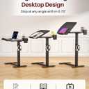 Overbed Table with Wheels, Pneumatic Lift and Tilting Top (Black), 27.48 inches x 14.17 inches x 41.06 inches