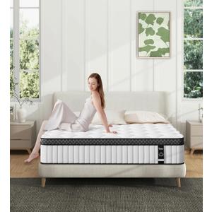 REALONE Twin Size Mattress,10 Inch Hybrid White Mattresses,Medium Firm