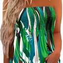Womens Strapless Smocked Tube Top Soft Stretchy Pleated Bandeau Tank Sexy Sleeveless Loose Summer Camis Tunic Tops (Medium, #5 Tie-dye a)