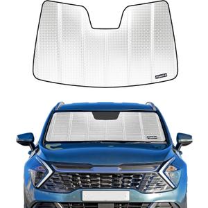 Windshield Sun Shade for Kia Sportage 2023-2026. Reflective Aluminum Film Front Window Sunshade - BLAZBLOCK (Shiny Silver (Classic))