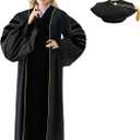 Happy Secret Unisex Deluxe Doctoral Graduation Gown and Doctoral Tam 8 Sided Package with Gold Piping Doctoral Regalia (Black), 48