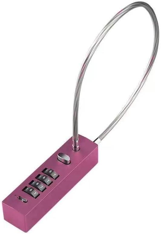 gate Locks for Outdoor Fence gate Lock Locker Lock Bike Lock Cable Chain Lock Combination Lock Outdoor(Pink)