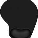 2 x Ergonomic Mouse Pad with Wrist Rest Support, Mousepad with Comfortable Gel Wrist and Non-Slip PU Base (Black)