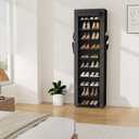 VTRIN Vertical Narrow Shoe Rack Organizer 10 Tier Tall Shoe Shelf Holds 20-22 Pairs with Non-Woven Dustproof Cover for Closet, Entryway Black