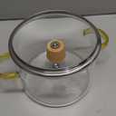 Transparent Glass Clear Heat Resistant Cooking Pot with Lid Soup Porridge Pot Glass Cookware Soup Bowl for Kitchen (Yellow Handle)