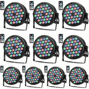 Stage Lights 36 LED RGB DJ Par Light Remote & DMX Controlled Sound Activated Uplights for Wedding Birthday Club Christmas Music Show Dance Party Stage Lighting-10 Pack