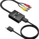 RCA to HDMI Converter with 4:3/16:9 Switch, 1080P AV Composite Video Adapter with HDMI and USB Cables, Supports PAL/NTSC for Wii PS2 DVD VHS to HDTV or Monitor
