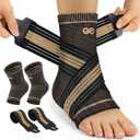 PAPLUS Ankle Brace for Women & Men, Copper Infused Compression Sleeve for Plantar Fasciitis Relief, Achilles Tendonitis Brace with Ankle Support for Sprained, Foot Pain, Sports Recovery (Medium)
