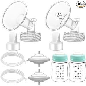 Momstouch Pump Parts Compatible with Spectra S1/S2/9 Plus, Not Original Accessories, Full Set Replacements Include 22mm Flange, Duckbill Valve, Backflow Protector, Tubing and Bottle