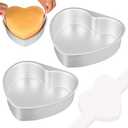 HUAKENER 8 Inch Heart Cake Pan, Set of 2 Heart Shaped Cake Pans with 60 Pieces Parchment Paper, Non-stick Cake Baking Pans for Kitchen Birthday Wedding