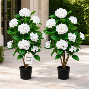 White Faux Hydrangea Tree 2pcs: 40 inch Hydrangea Artificial Flowers